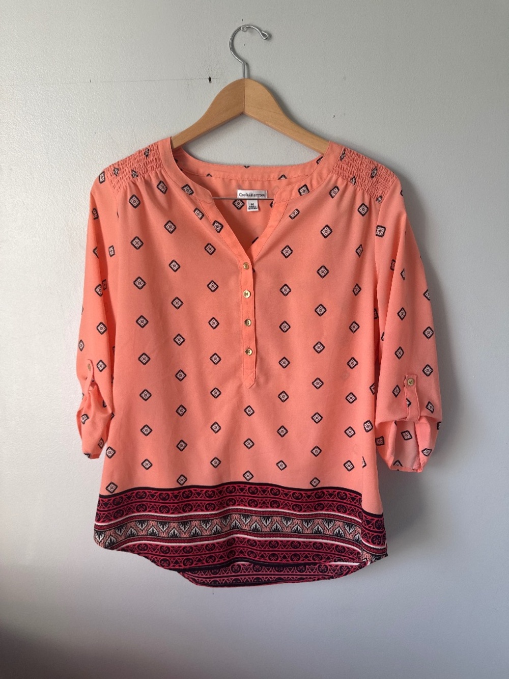 Croft & barrow blouse quarter length sleeves
